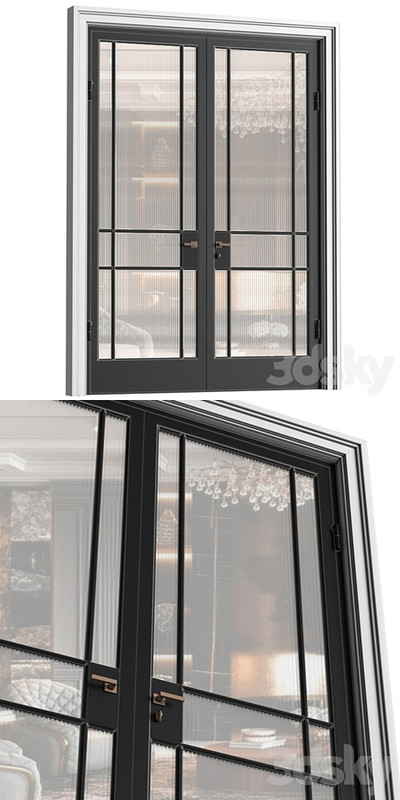 Interior Doors in Art Deco style with corrugated glass. Entrance Art Deco Interior Modern Doors